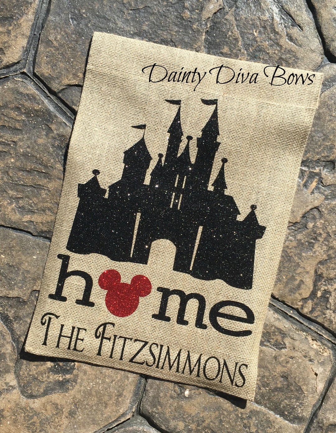 Disney Garden Flag With Family Name, Personalized Disney Flag, Burlap ...