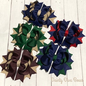 Back to School Hair Bows - Private School - Navy Bows - Khaki Bows