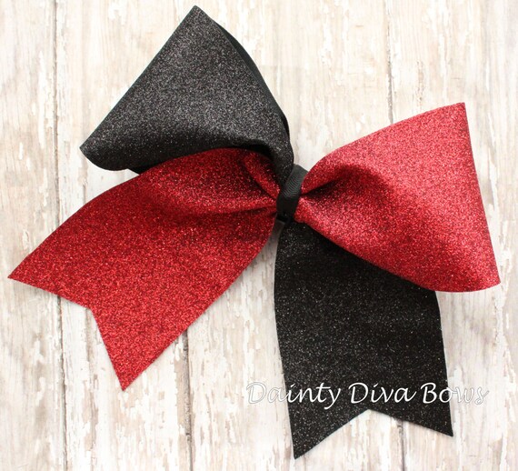 Red & Black Glitter Cheer Bow