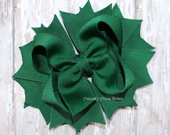 FOREST GREEN Hair Bow, Classic Green Bow, Boutique Hair Bow, Toddler Hair Bow, Girls Bow, Handmade Bow, Everyday Bow, Hairbow, School Bow