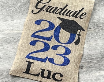 Class of 2024, Graduation Party, Graduation Flag, Burlap Garden Flag, New Graduate, Graduation Yard Sign, Personalized, Party Decorations