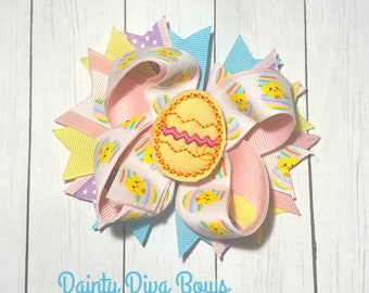 Easter Chickadee Boutique Hair Bow