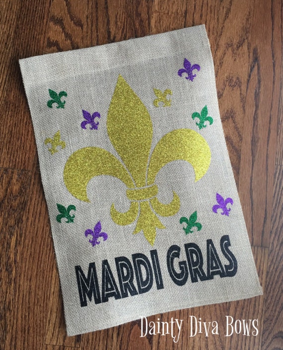 Mardi Gras Burlap Garden Flag Nola