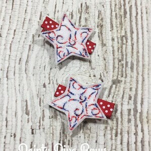 Patriotic Clip, Patriotic Hair Clip, Toddler Clip, Clippie, Infant, No Slip, Star Hair Bow, Red White Blue, July 4th, Fourth of July, OOAK