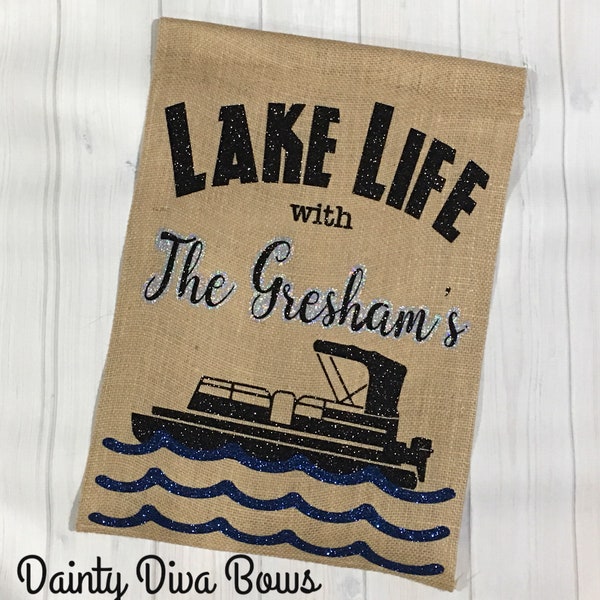 Lake Life Garden Flag, Lake House Decor, Nautical Flag, Nautical Decor, Pontoon, Summer Garden Flag, Personalized Garden Flag, Garden Flag,