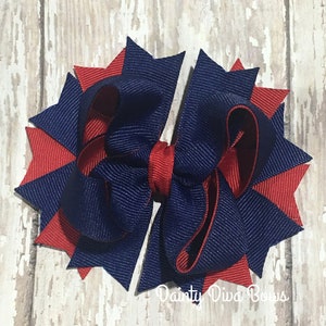 Navy and Red Hair Bow, School Uniform Bow, Navy Bow, Hair Bow, Private School Bow, Girls Hair Bow, Toddler Hair Bow, Hairbow, Red Bow