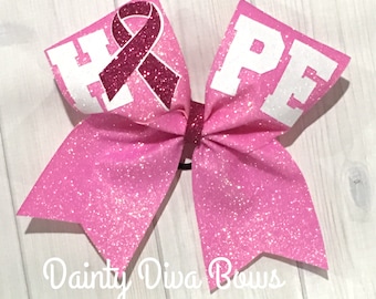 Breast Cancer Awareness, Cheer Bow, Pink Out, Pink Cheer Bow, Breast Cancer Cheer Bow, Large Glitter Cheer Bow, Cheerleading, Glitter Bow