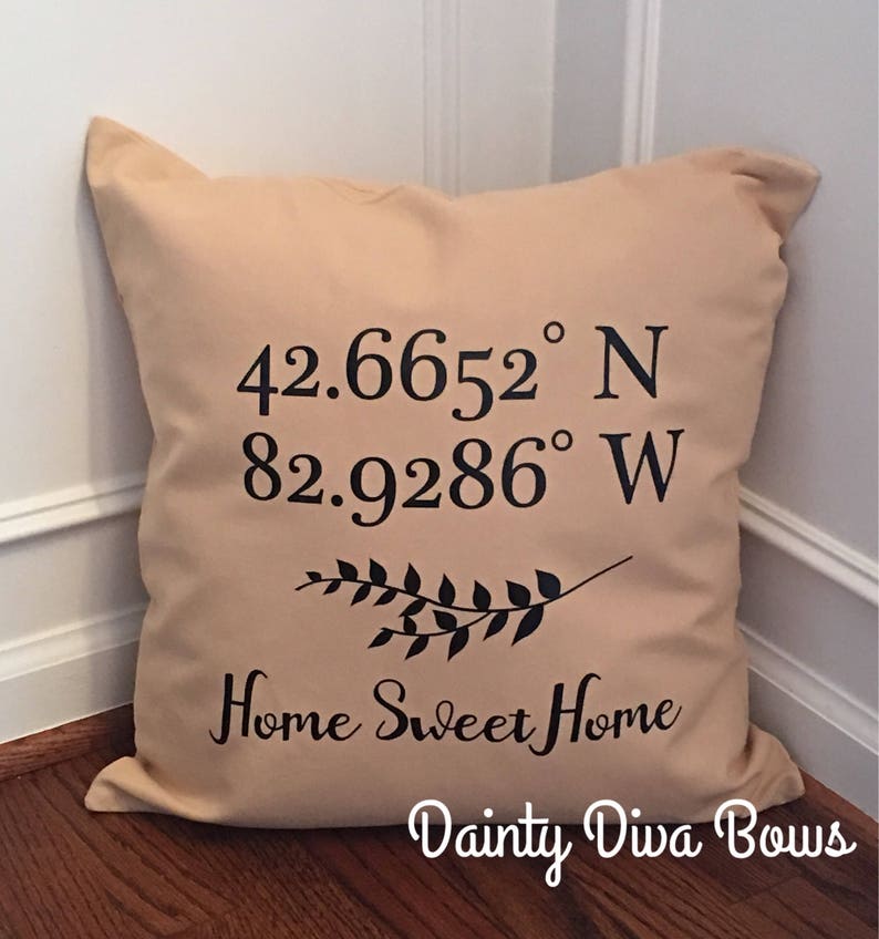 Home Pillow Cover GPS Longitude Latitude Pillow Throw Etsy