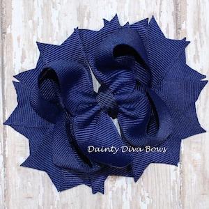 NAVY Hair Bow, Classic Navy Bow, Boutique Hair Bow, Toddler Hair Bow, Girls Bow, Handmade Bow, Everyday Bow, Hairbow, School Bow