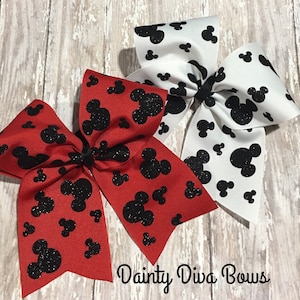 Disney Cheer Bow, Mickey Mouse, Mickey Head, Cheer Bow for Disney, Disney Gift, Gift for Cheerleader, Bow for Cheerleader, Disney Bow
