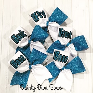 5 STUNT Group Cheer Bows, Base Back Flyer Front, Cheer Bow, Team Bow, Glitter Bow, Sparkle Bow, Large Cheer Bow, All Star Cheerleading,Stunt