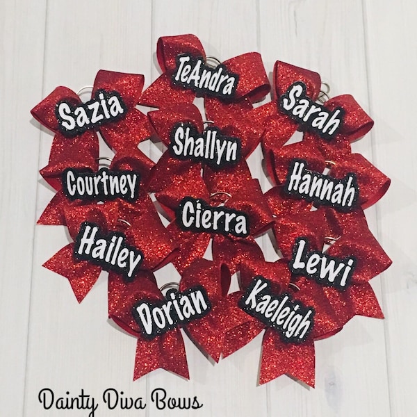 Cheer Team Mini Cheer Bow Keychain, Personalized Cheer Bow, Cheerleader, Cheer Keychain, Glitter, Bag Tag, Team Gift, Cheer Gift, Backpack