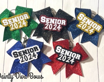 SENIOR 2024 Cheer Gift, Mini Cheer Bow Keychain, Cheerleader, Class of 2024, Class of 24, Cheer Keychain, Bag Tag, Gift for Grad, Backpack