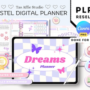 PLR Undated Digital Planner: Canva Template, Hyperlinked (Commercial Use)
