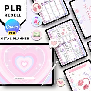 PLR Digital Planner Canva Template: Undated Hyperlinked Planner (Commercial Use)