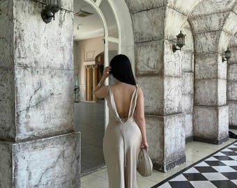 Silk Maxi Dress | Bridesmaid Dress Satin | Slip Dress for Wedding Guest, Party, Formal, Date Night | Summer wedding dress | Evening dress