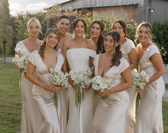 Custom Bridesmaid Silk Satin Dress (Plus Size Available), Tailor-Made Wedding Party Gown, Any Color & Style | Made-to-Order Bridesmaid Dress