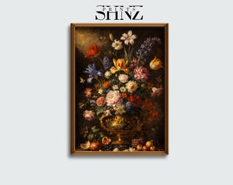 オランダ黄金時代の花の静物画アートプリント｜ヴィンテージ植物画（デジタルダウンロード）