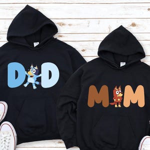 Disney Mom Dad Matching Hoodie, Funny Mom Dad Hoodie, Dog Mom Sweatshirt, Favorite Dog Dad Hoodie, Dog Cartoon Hoodie, Gift For Mom Hoodie