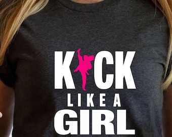 Camiseta "Patea como una chica", camiseta divertida de karate, camiseta de chica karateca, camiseta de taekwondo, camiseta de karate para chica, camiseta feminista, camiseta de poder femenino