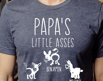 Papa's Little Asses Shirt, Pappy's Birthday Shirt, Personalized Grandpa Shirt With Grandkids Name, Fathers Day Shirt for Grandpa, Papa Shirt