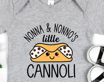 Baby Announcement Onesie®Nonna's Little Cannoli Baby Bodysuit, , Italian Grandparents Gift, Baby Shower Bodysuit, Pregnancy Reveal Onesie®