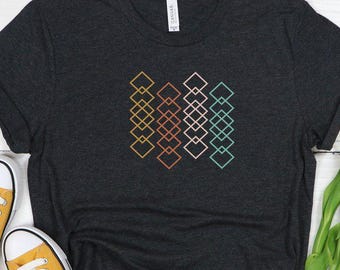 Simple Diamond Pattern Shirt, Geometric Design Shirt, Repeating Diamond Tee, Checkered Diamond Tee, Geometrical Shapes Tee, Mothers Day Gift