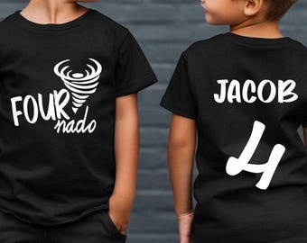4th Birthday Shirt, Four Year Old Shirt, Four Nado Shirt, Fournado Birthday Shirt, Name On Back Shirt, 4th Birthday Boy Tee, Fourth Bday Tee