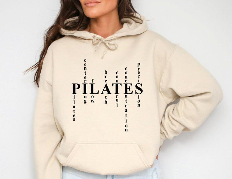 Sudadera con capucha de pilates, sudadera con capucha de yoga, sudadera con capucha de principios de pilates, amante del pilates, sudadera con capucha genial de pilates, sudadera con capucha de fitness, sudadera con capucha de pilates reformer imagen 1
