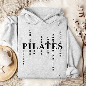 Sudadera con capucha de pilates, sudadera con capucha de yoga, sudadera con capucha de principios de pilates, amante del pilates, sudadera con capucha genial de pilates, sudadera con capucha de fitness, sudadera con capucha de pilates reformer imagen 2