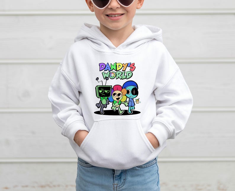 Youth Gaming Hoodie, Dandy’s World Hoodie, Cute Game Character Hoodie, Game Cartoon Hoodie, Sprunki Kids Hoodie, Toddler Gamer Hoodie image 1