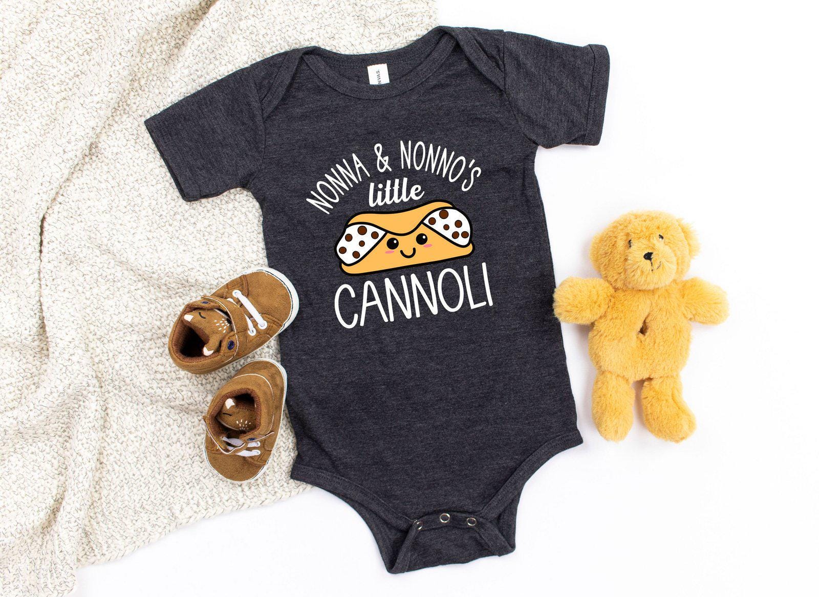 Nonna's Little Cannoli Baby Bodysuit, Baby Announcement Onesie®, Italian Grandparents Gift, Baby Shower Bodysuit, Pregnancy Reveal Onesie®