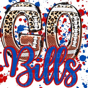 Go Bills Leopard Football Sports Splatter PNG Digital Download