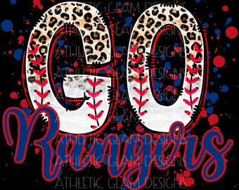 Go Rangers Leopard Baseball Sports Splatter PNG Download digitale