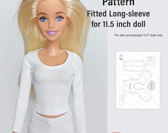 PDF Pattern Fitted Long-sleeve for Barbie doll