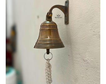 Handmade Antique Brass Wall Bell: Nautical Farmhouse Decor (Personalized Engraved)