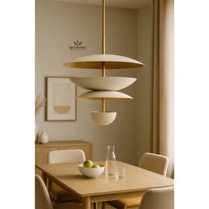 Mid-Century Modern Matte Brass Sputnik Chandelier | 24&quot; Wide Ceiling Light | Customizable Italian Style Pendant for Living Room