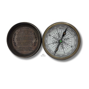 Compass Robert Frost Engraved Brass Stanley Style Collectible Gift 3 Inch