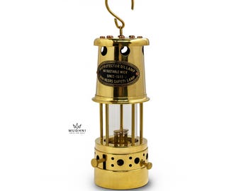 Handmade Brass Miners Oil Lamp: Nautical Maritime Decor (8")