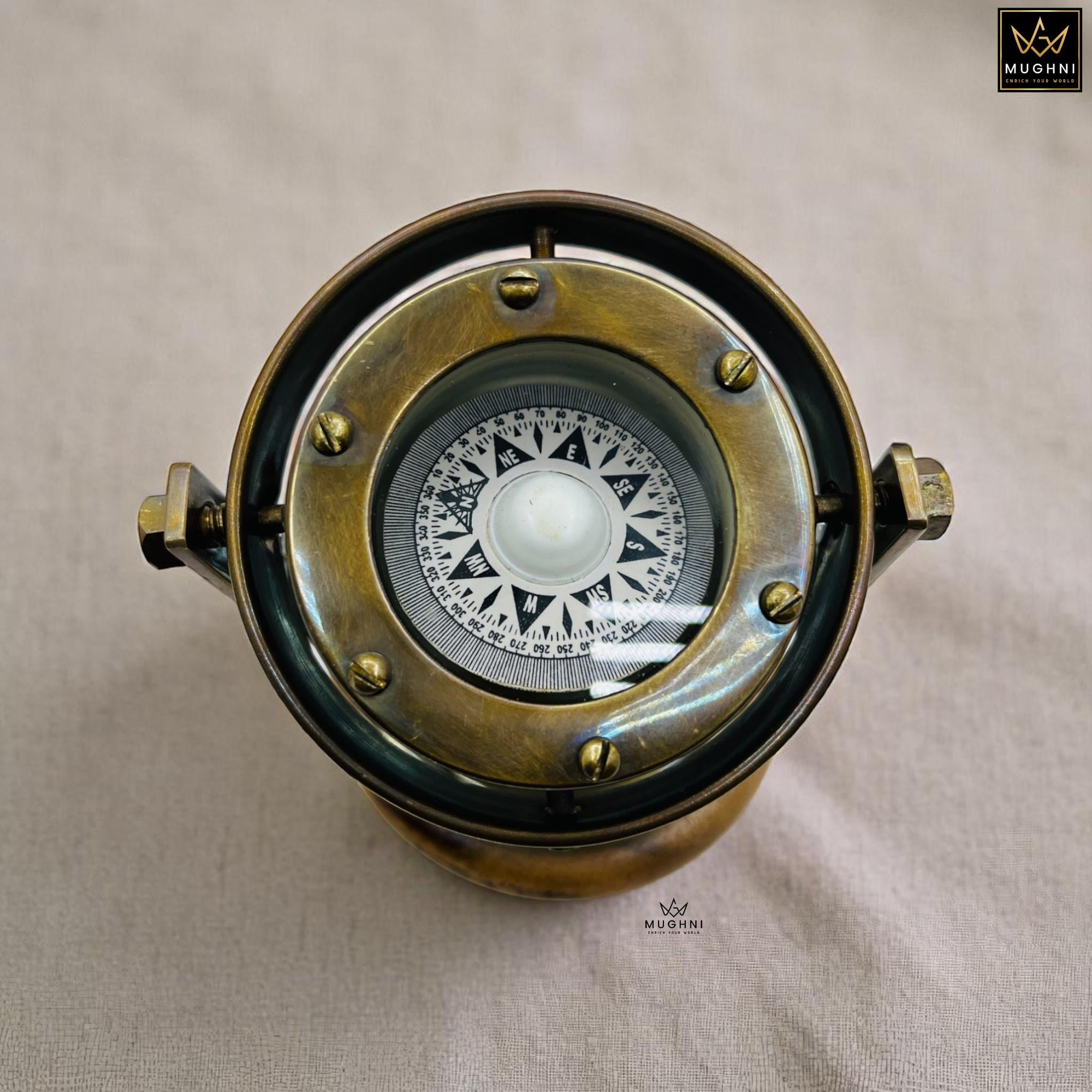 Gimble Compass Brass Gimbal Compass in Binnacle Antique Finish Nautical Ship Decor ...