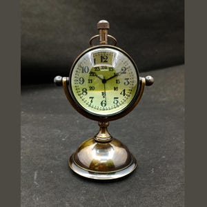 Handmade Brass Table Clock: Vintage Nautical Desk Decor