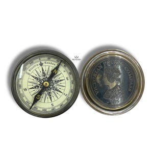 Victorian Pocket Compass Brass 1875 Finish Robert Frost Poem Collectible Gift