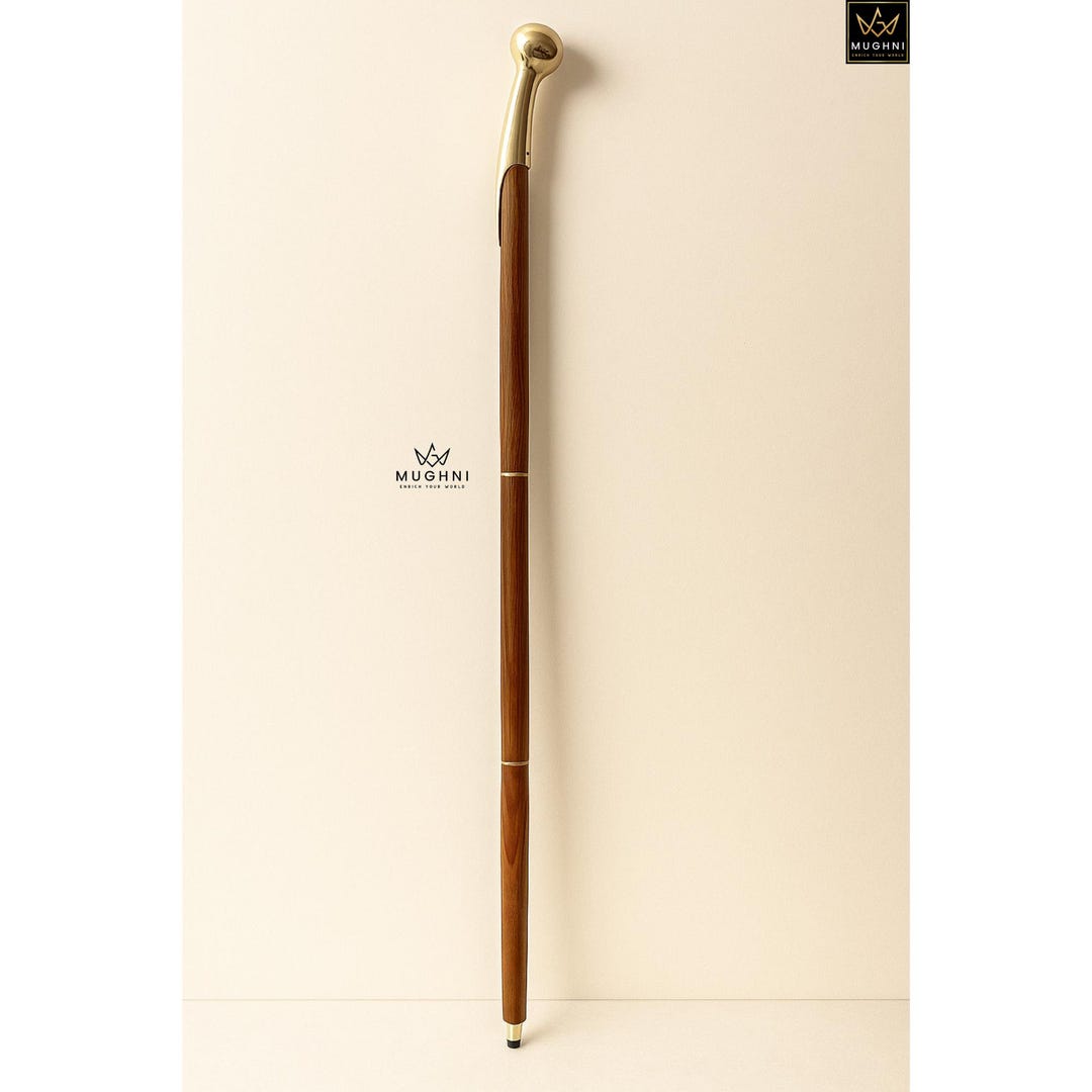 Canne De Marche Victorienne Artisanale En Laiton Avec Finition Argentée - Longueur 94 Cm - Neuf