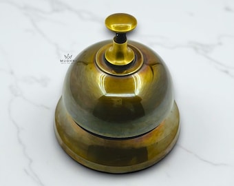 Cloche de bureau en laiton massif, finition antique, cloche de service au comptoir de réception d'hôtel