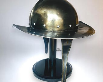 Handcrafted Hammered Steel Conquistador Helmet - Medieval Armor Replica