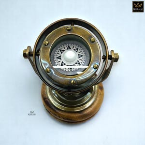 Brass Gimbal Compass in Binnacle Antique Finish Nautical Ship Decor Gift