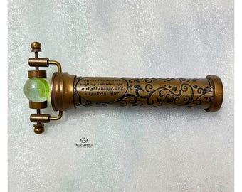 Handcrafted Antique Brass Kaleidoscope – Marble Eyepiece Vintage Toy