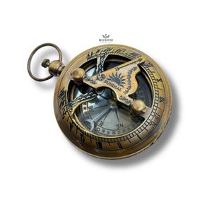 Brass Sundial Compass Antique Finish Vintage Style Navigation Tool 2&quot; pocket compass