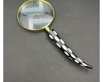 Vintage Style Polka Dot Magnifying Glass: Brass Finish, Resin Handle
