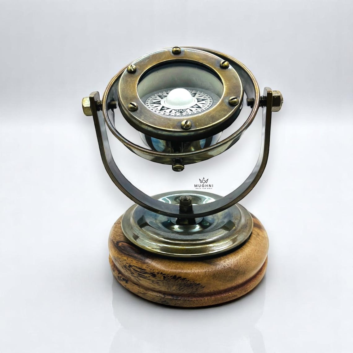 Gimble Compass Brass Gimbal Compass in Binnacle Antique Finish Nautical Ship Decor ...